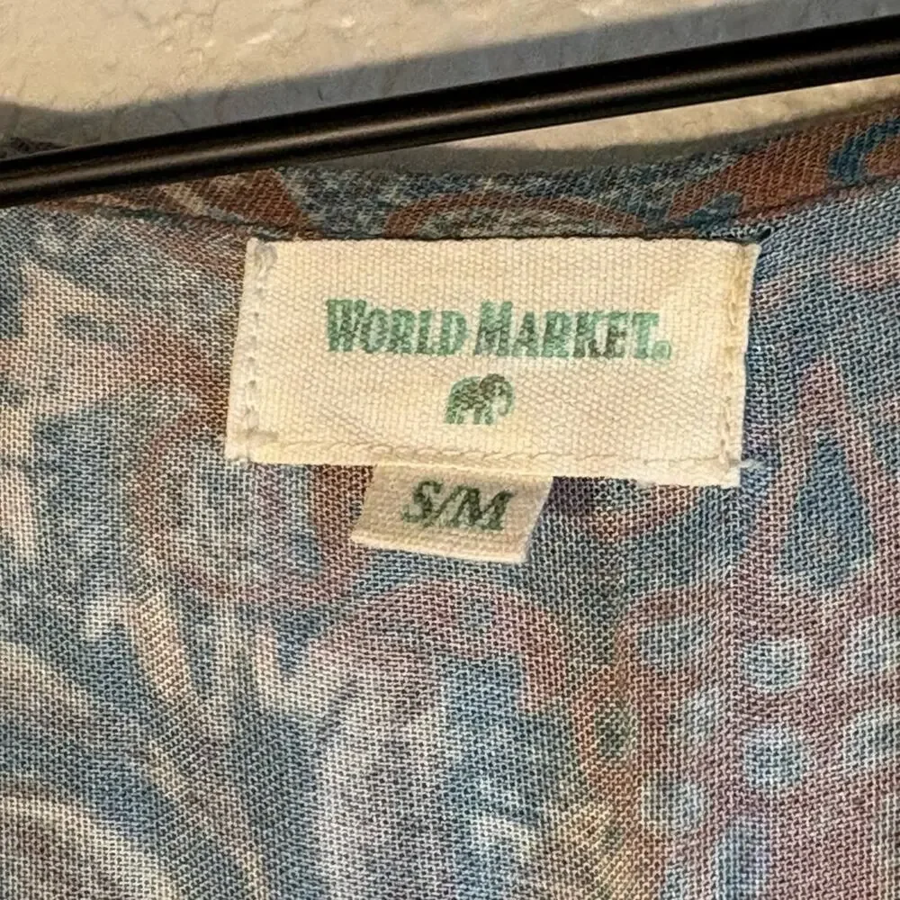 Cost Plus World Market Teal and Blush Floral Boho Maxi Dress - Picture 2 of 4
